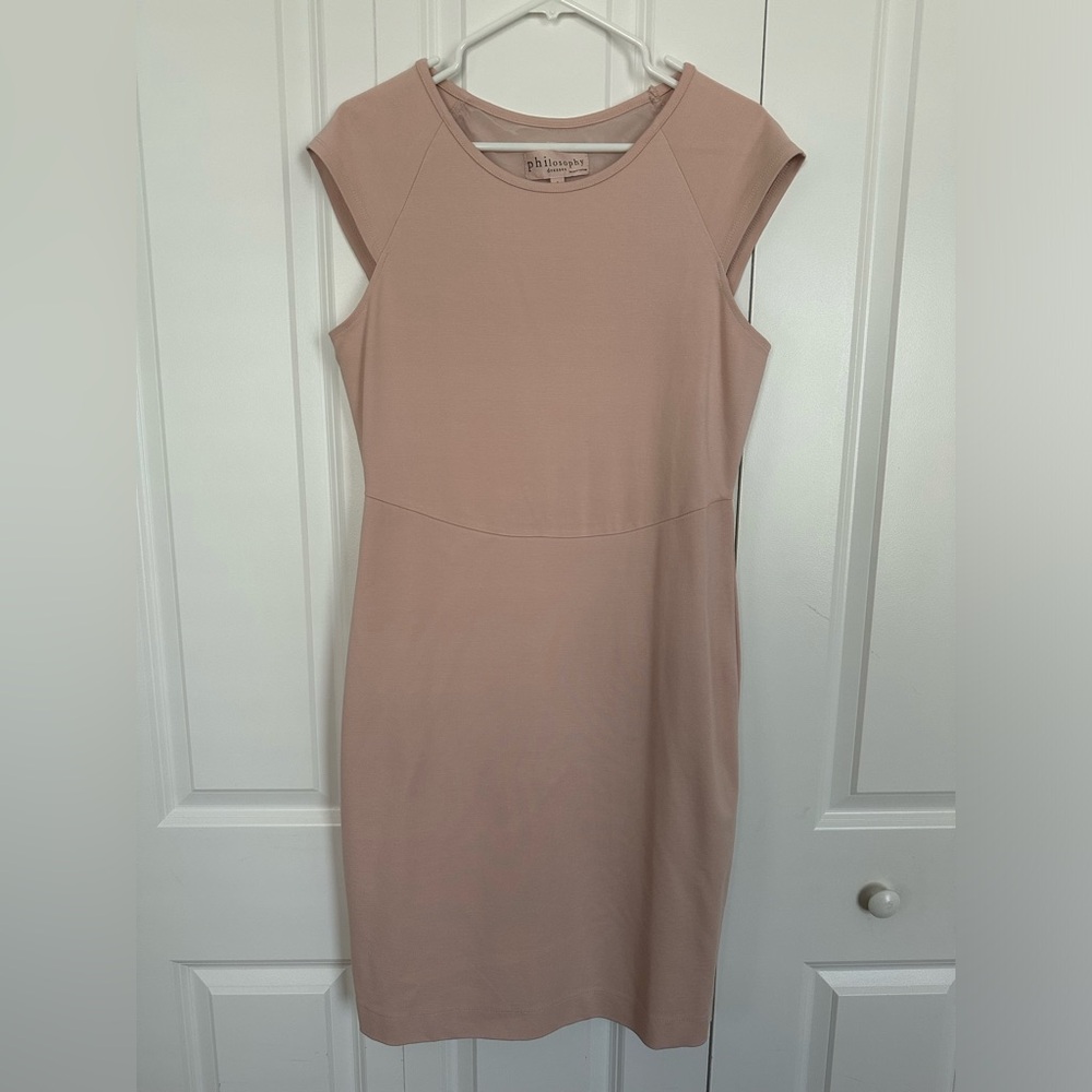Philosophy dusty rose shift dress with back lace detail